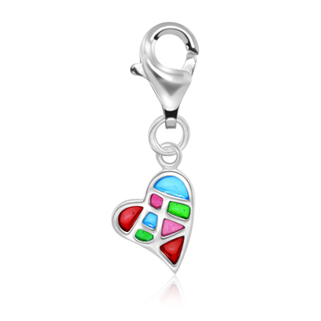 Colorful Heart Shaped Silver Charms CH-42